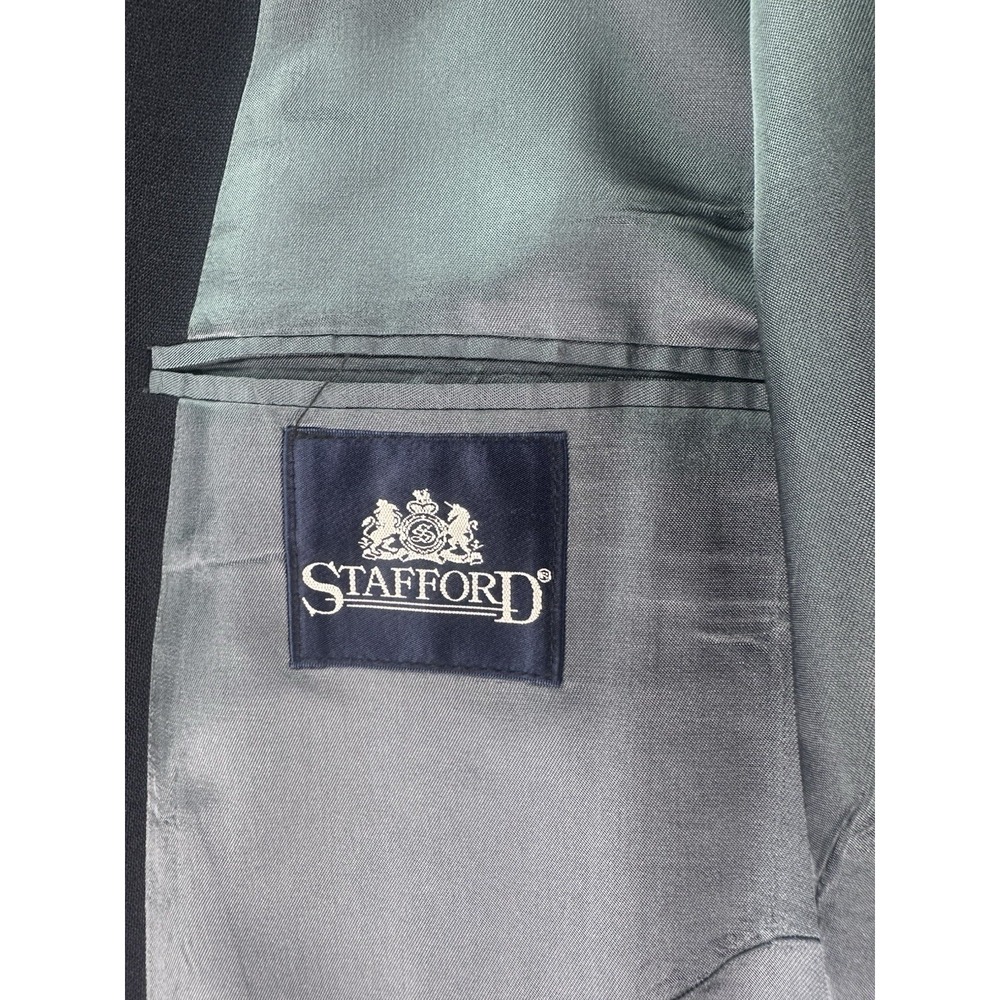 Vintage Stafford Blazer 50 L Blue Wool Premium University Golden Button Logo - Picture 10 of 14